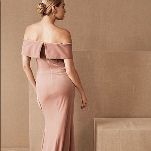 BHLDN Fawn Dusty Rose Velvet Gown with Slit